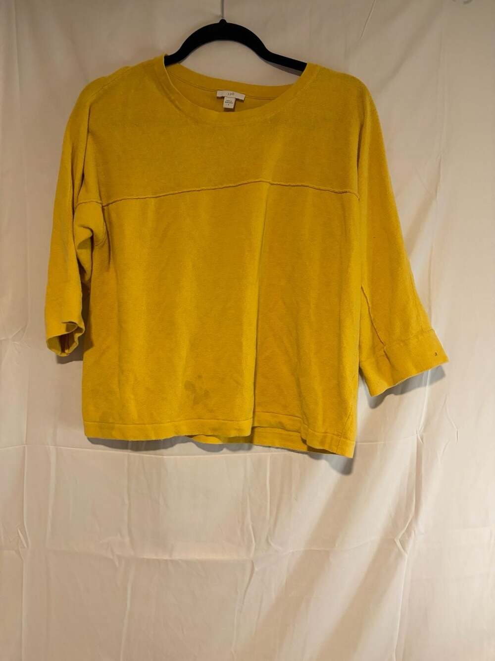 J.Jill Cotton Sweater Size S Yellow 3/4 Sleeve Knit Top